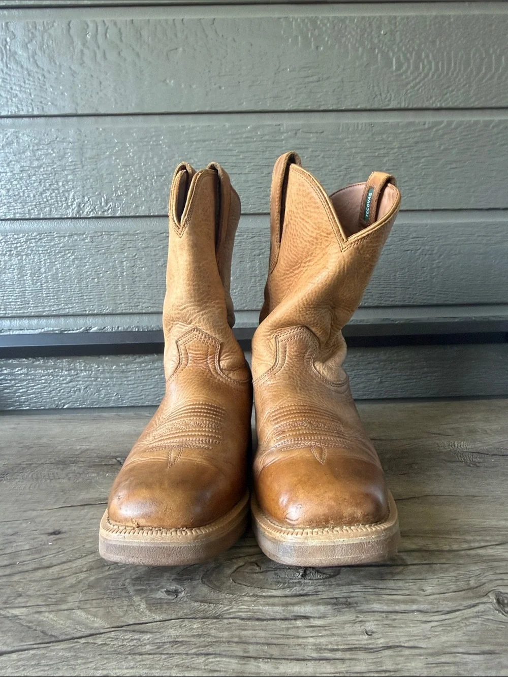 Tecovas Men’s The Rugged Square Toe Western Tan Leather Work Boots size 9D